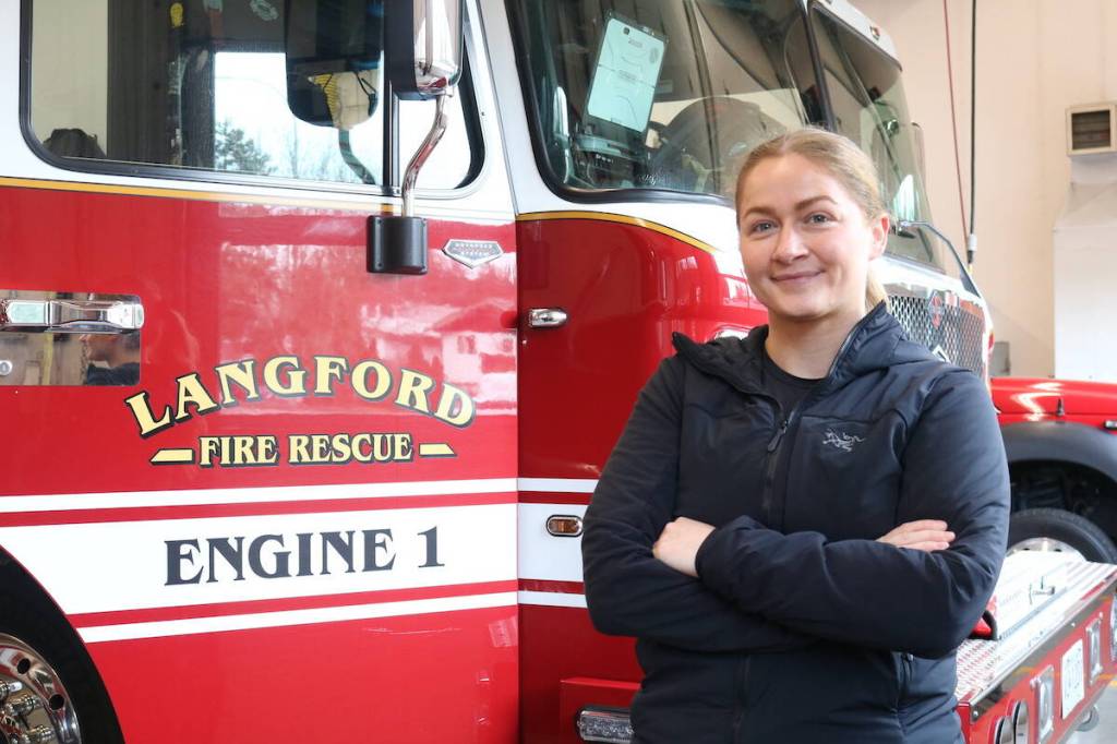 Langford FireSmart coordinator Courtney Tremblay is encouraging the community to remove hazardous vegetation from their yards to remove fire hazards. (Ben Fenlon/Goldstream Gazette)